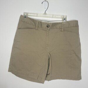 Lands End Shorts Women 10 Tan 7" Inseam Cotton Classic Pockets Chino Fit 2